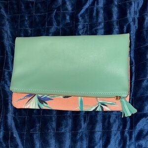 Mint Green and Floral Clutch